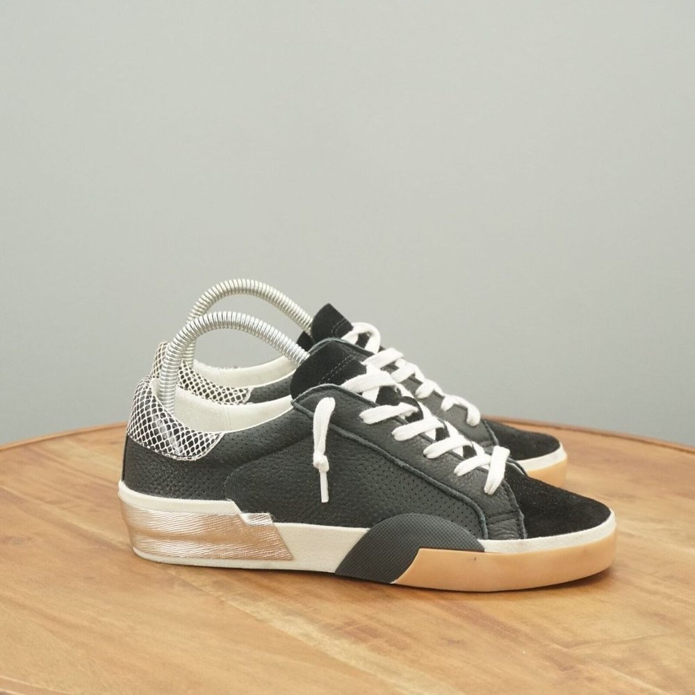 Dolce Vita Womens Zina Sneakers Shoes Black Suede Leather Lace Up Size 6.5
